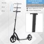 Voir la diapositive 6 : HOMCOM Trottinette pliable pour adulte enfant à partir 14 ans 92,5 x 37,5 x 87-101,5 cm hauteur guidon réglable alu noir