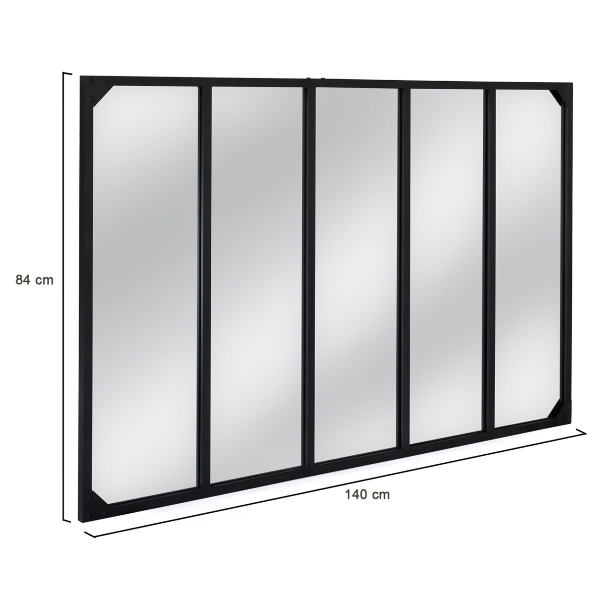 ID MARKET Miroir verrière 5 bandes design industriel 140x84 cm