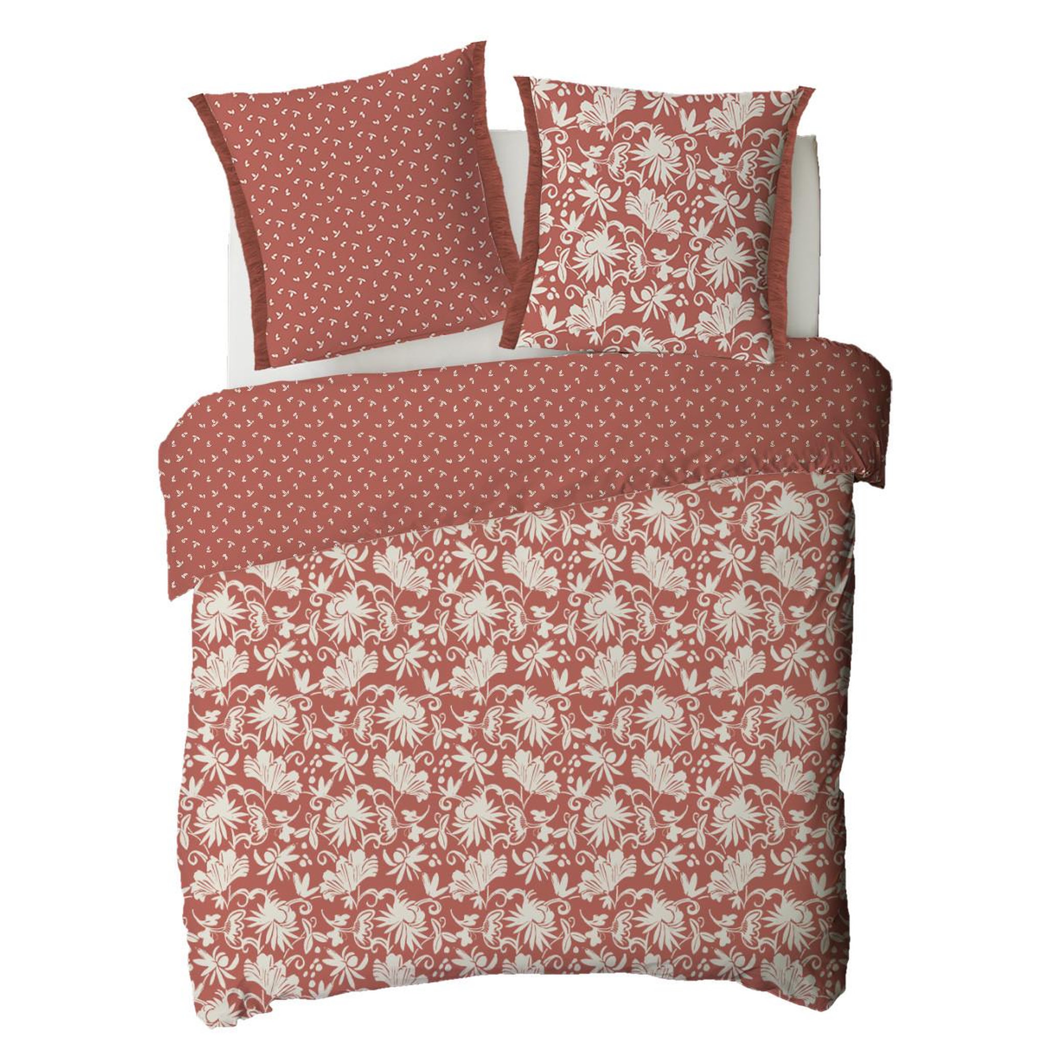 Voir la diapositive 4 : FUTURE HOME Parure de lit 2 personnes floral à franges en coton