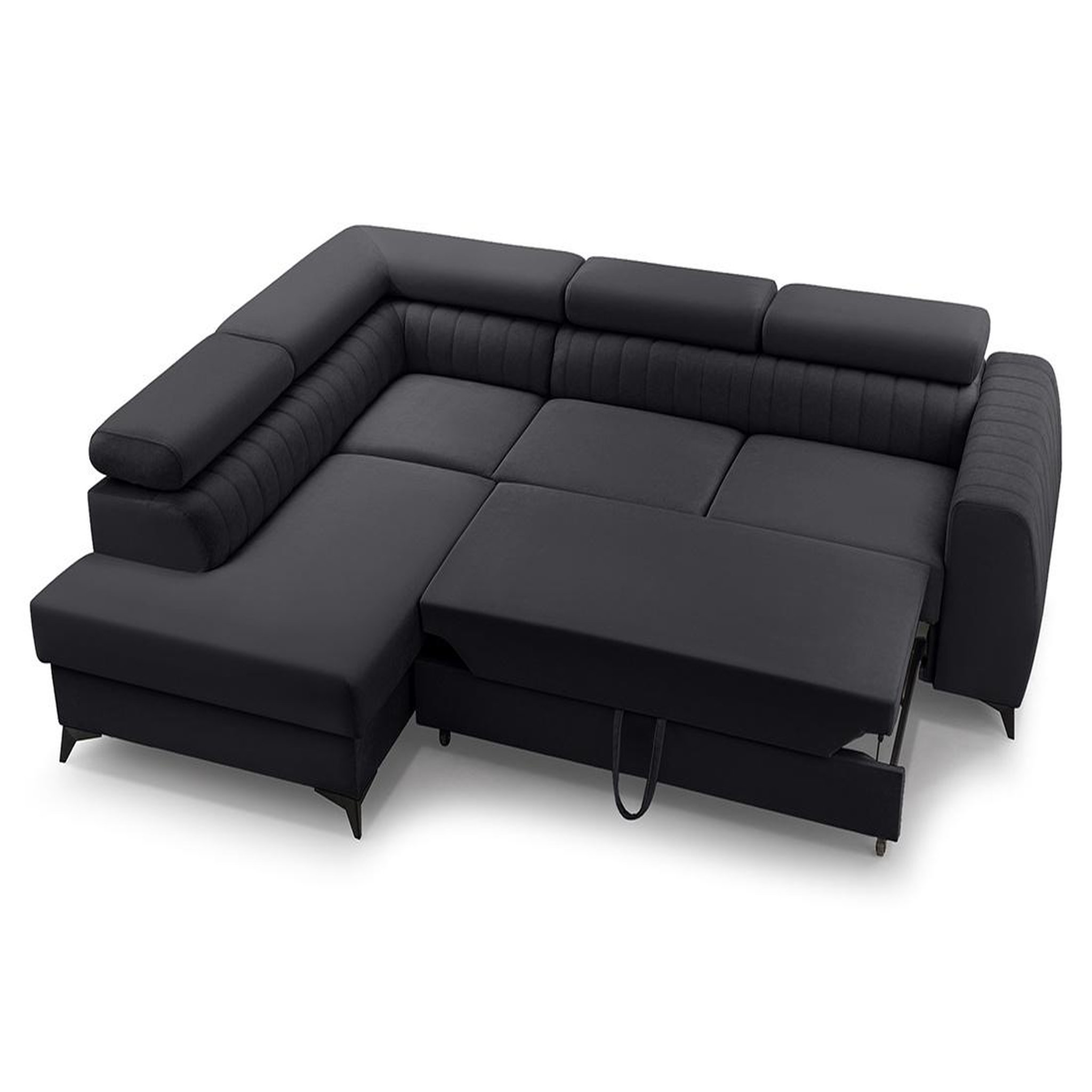 Voir la diapositive 3 : BEST MOBILIER Aneta - canapé d'angle gauche 5 places - convertible avec coffre et têtières - en velours