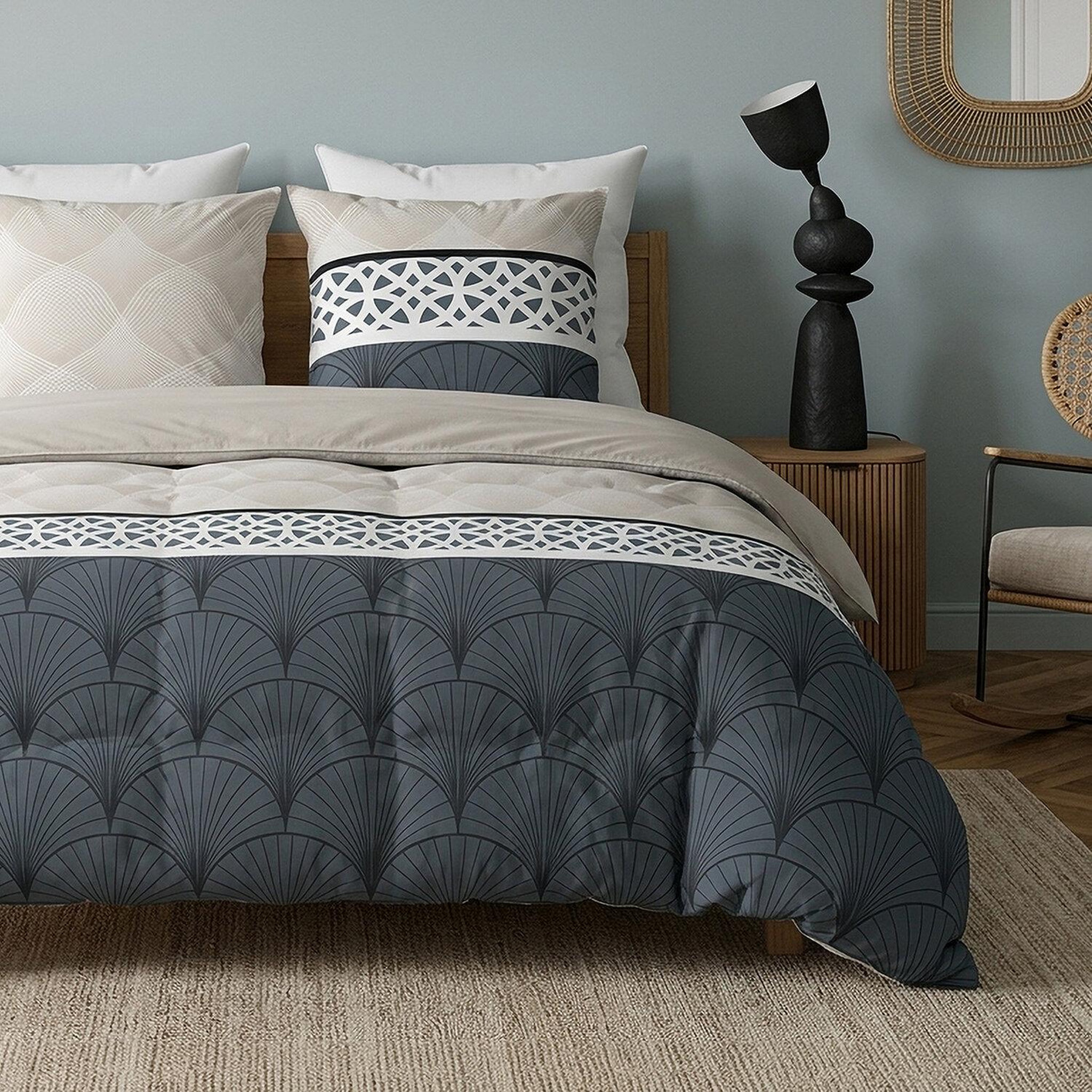 Voir la diapositive 2 : ATELIER DU COTON Parure housse de couette 100% coton 57fils arcadia