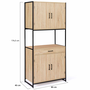 Voir la diapositive 5 : ID MARKET Buffet de cuisine 80 CM DETROIT meuble 4 portes design industriel + tiroir