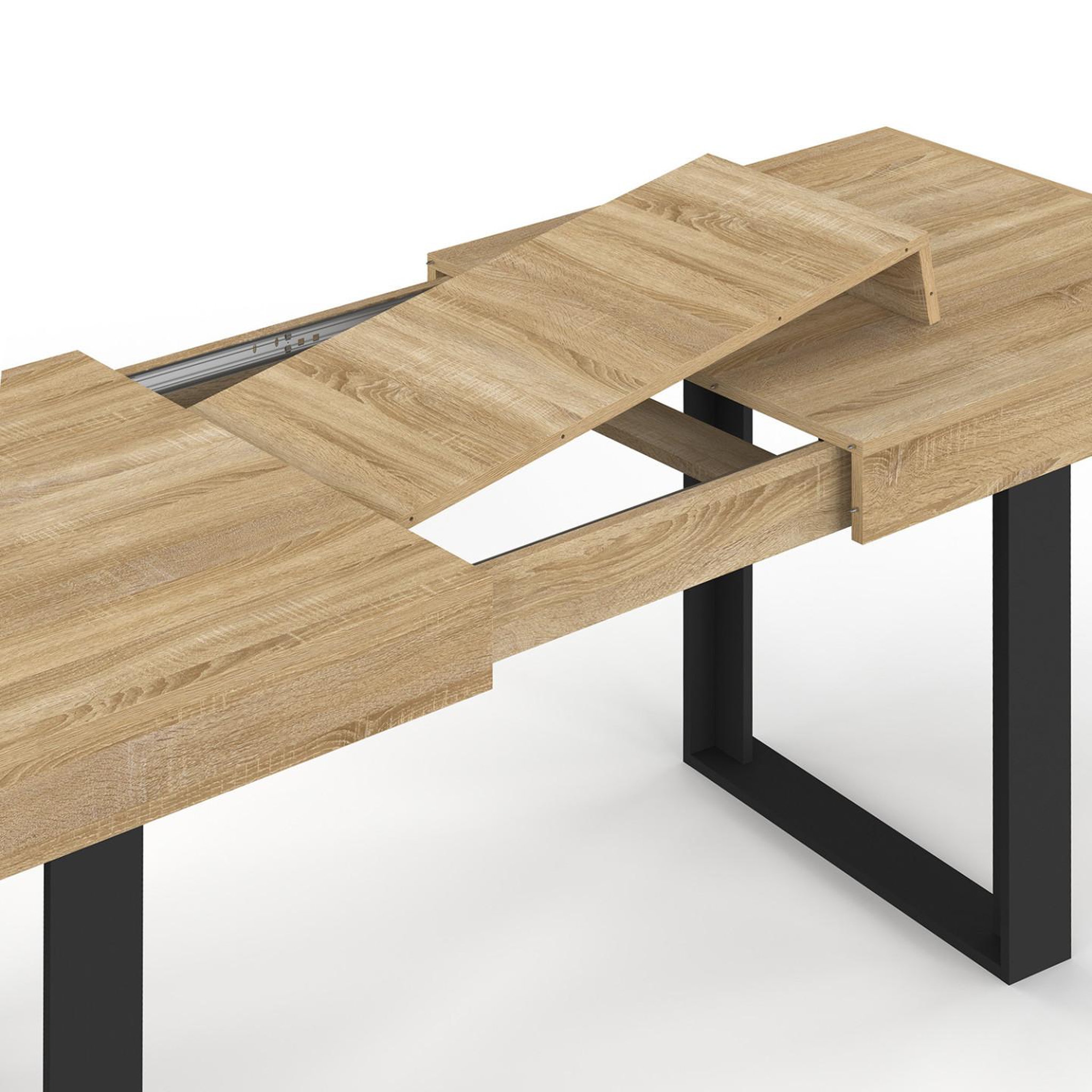Voir la diapositive 6 : ID MARKET Table à manger extensible rectangle phoenix 4-8 personnes bois et noir 160-200 cm