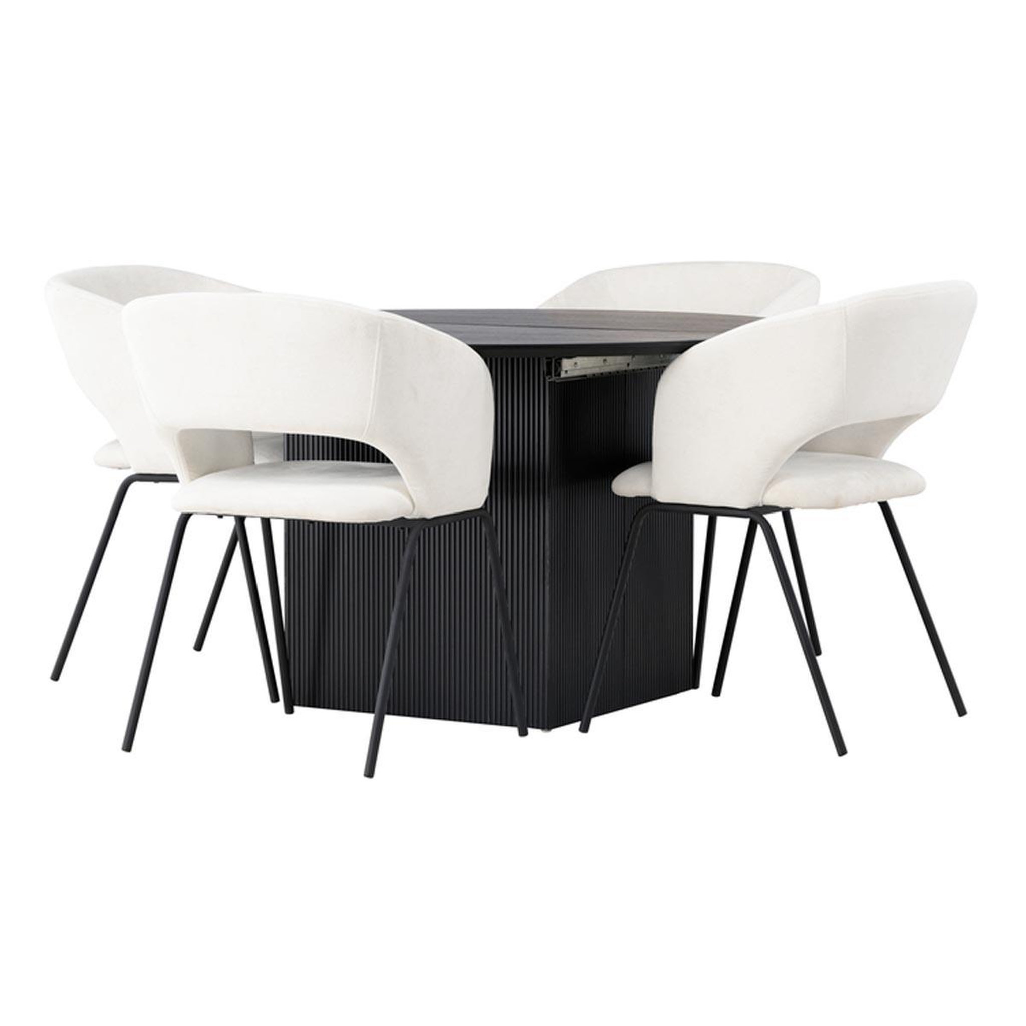 Paris Prix Ensemble table à manger extensible & 4 chaises  matilda & day  130-180cm noir & blanc cassé