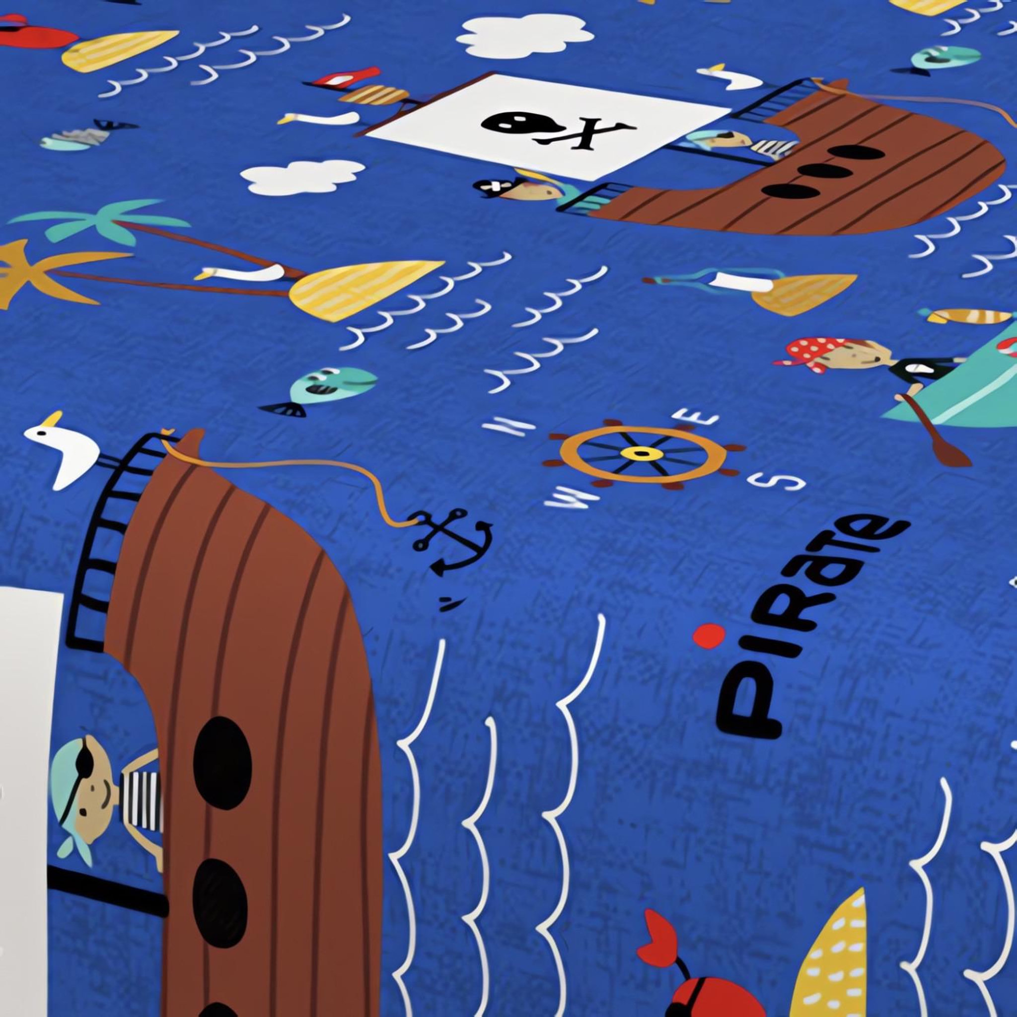 Voir la diapositive 3 : SOLEIL D'OCRE Parure de draps 180x290 cm PIRATES, 100% coton 57 fils/cm2, par Soleil d'Ocre