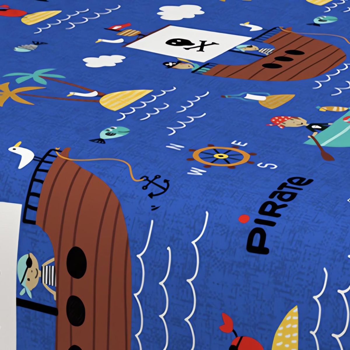 SOLEIL D'OCRE Parure de draps 180x290 cm PIRATES, 100% coton 57 fils/cm2, par Soleil d'Ocre