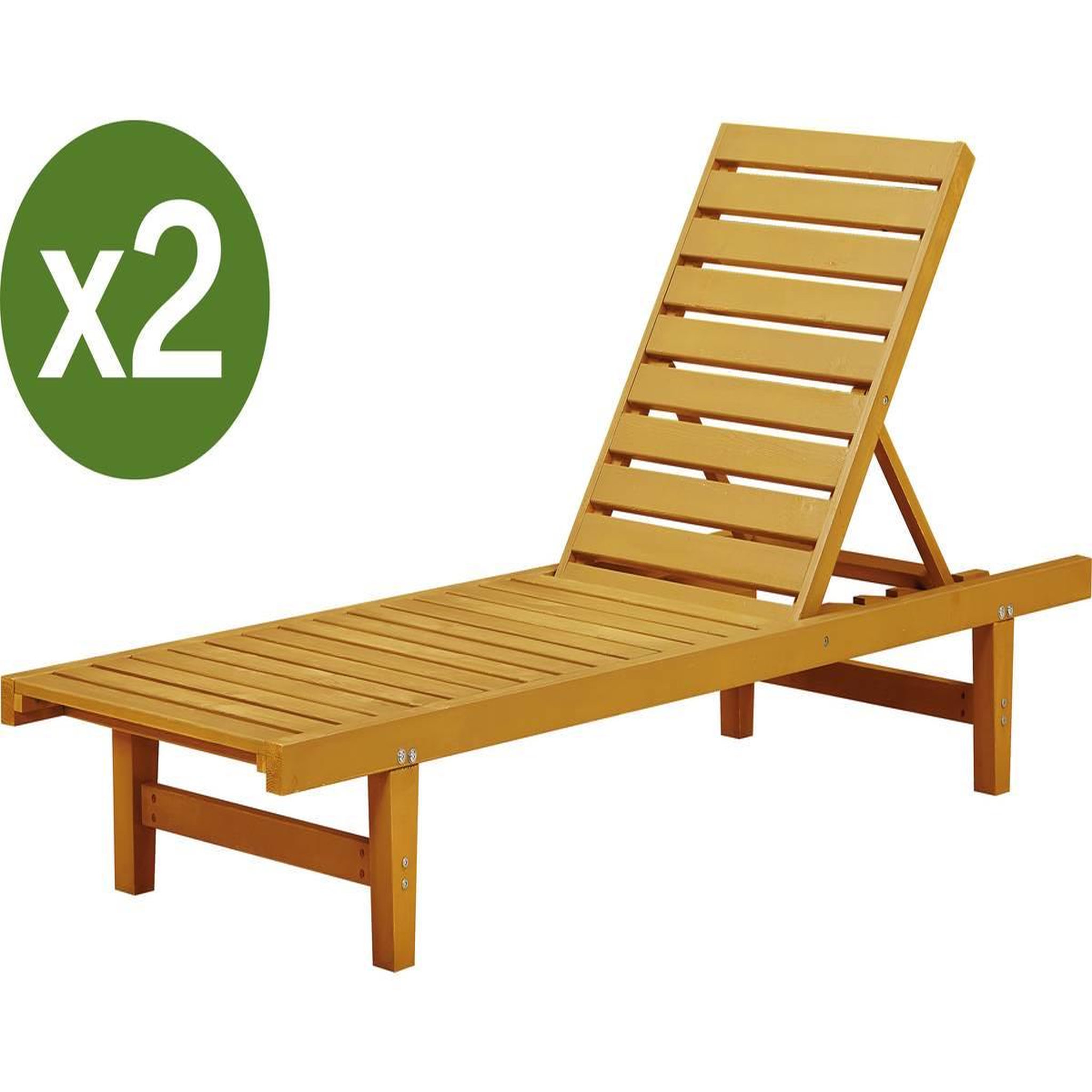 Voir la diapositive 1 : Habitat et Jardin Lot de 2 bains de soleil en bois  Rawai  - Marron clair