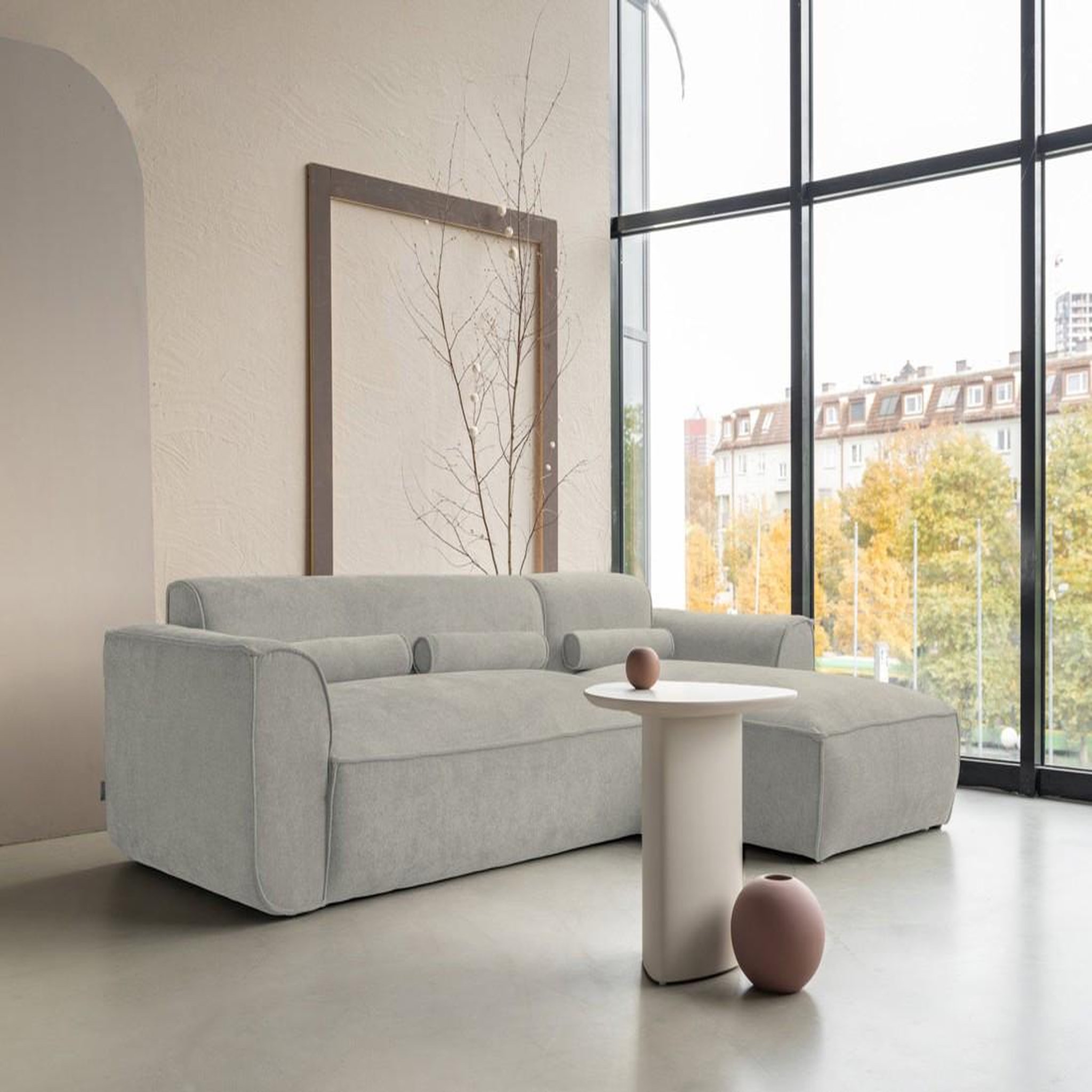 Voir la diapositive 1 : BEST MOBILIER Felix - canapé modulable d'angle droit 4 places en tissu texturé