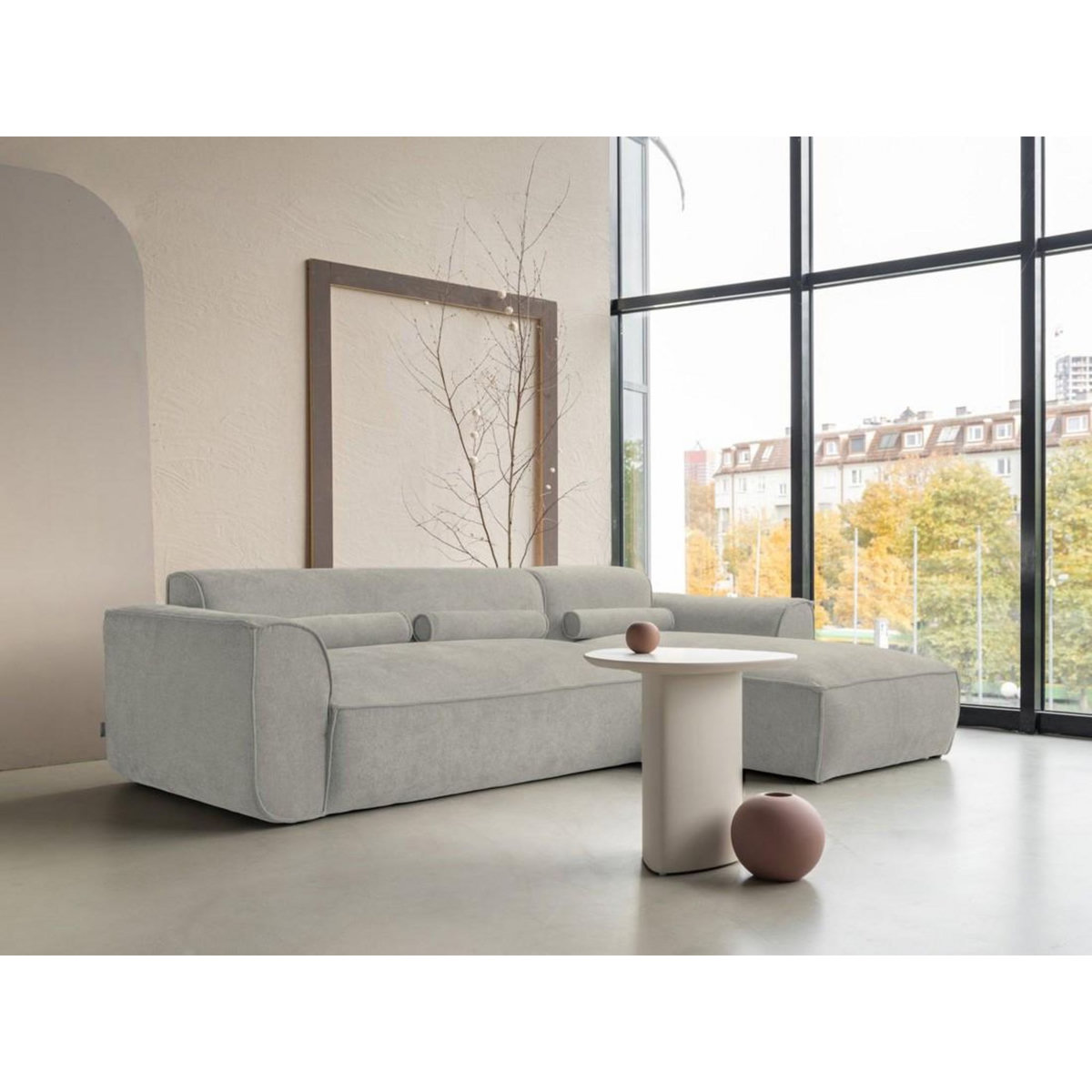 BEST MOBILIER Felix - canapé modulable d'angle droit 4 places en tissu texturé