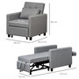 Voir la diapositive 3 : HOMCOM Fauteuil chauffeuse canapé-lit convertible 1 place dossier inclinable 3 positions coussin inclus polyester coton gris