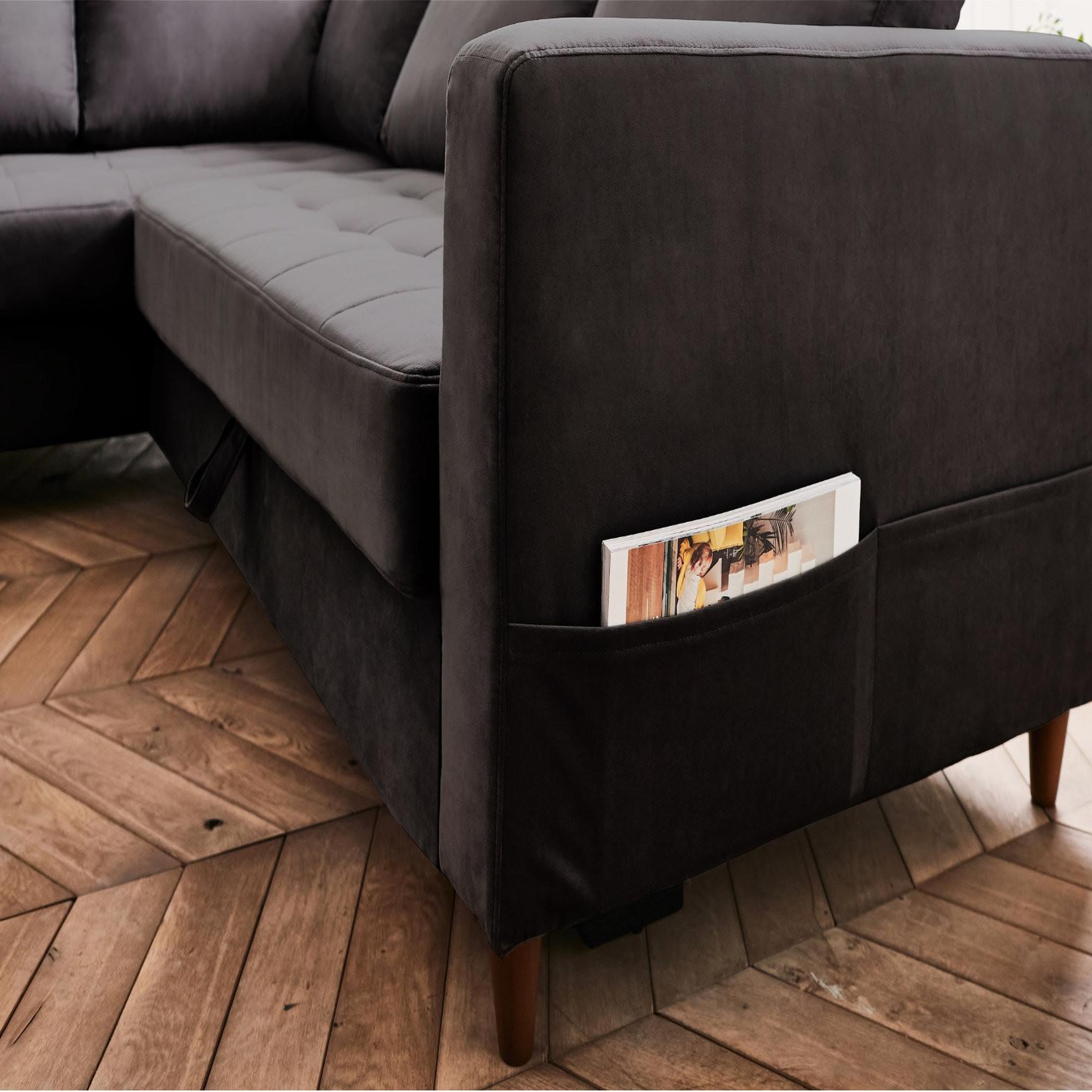 Voir la diapositive 4 : LISA DESIGN Anna - canapé d'angle gauche - 5 places - convertible - en velours