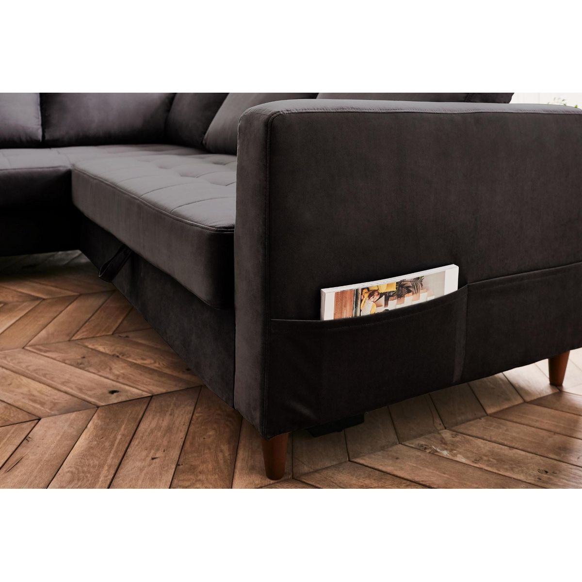 LISA DESIGN Anna - canapé d'angle gauche - 5 places - convertible - en velours