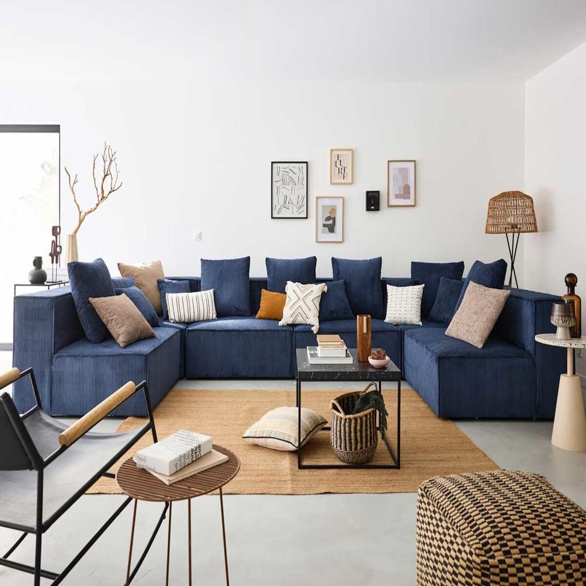 LISA DESIGN Colombine - canapé modulable panoramique - 7 places - en velours côtelé