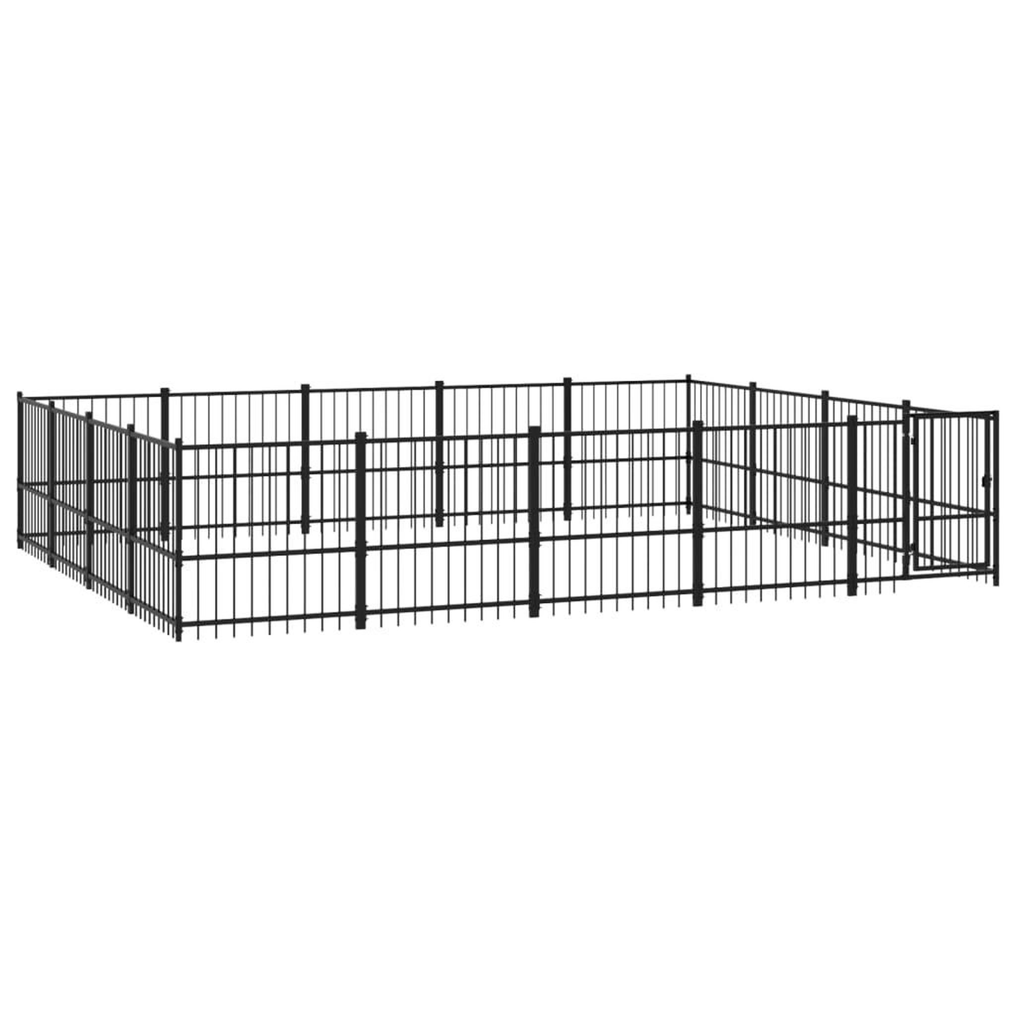 Voir la diapositive 2 : VIDAXL Chenil d'exterieur pour chiens Acier 18,82 m²
