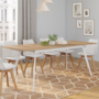 Voir la diapositive 2 : ID MARKET Table scandinave extensible rectangle INGA 6-10 personnes plateau bois pieds blancs 160-200 cm