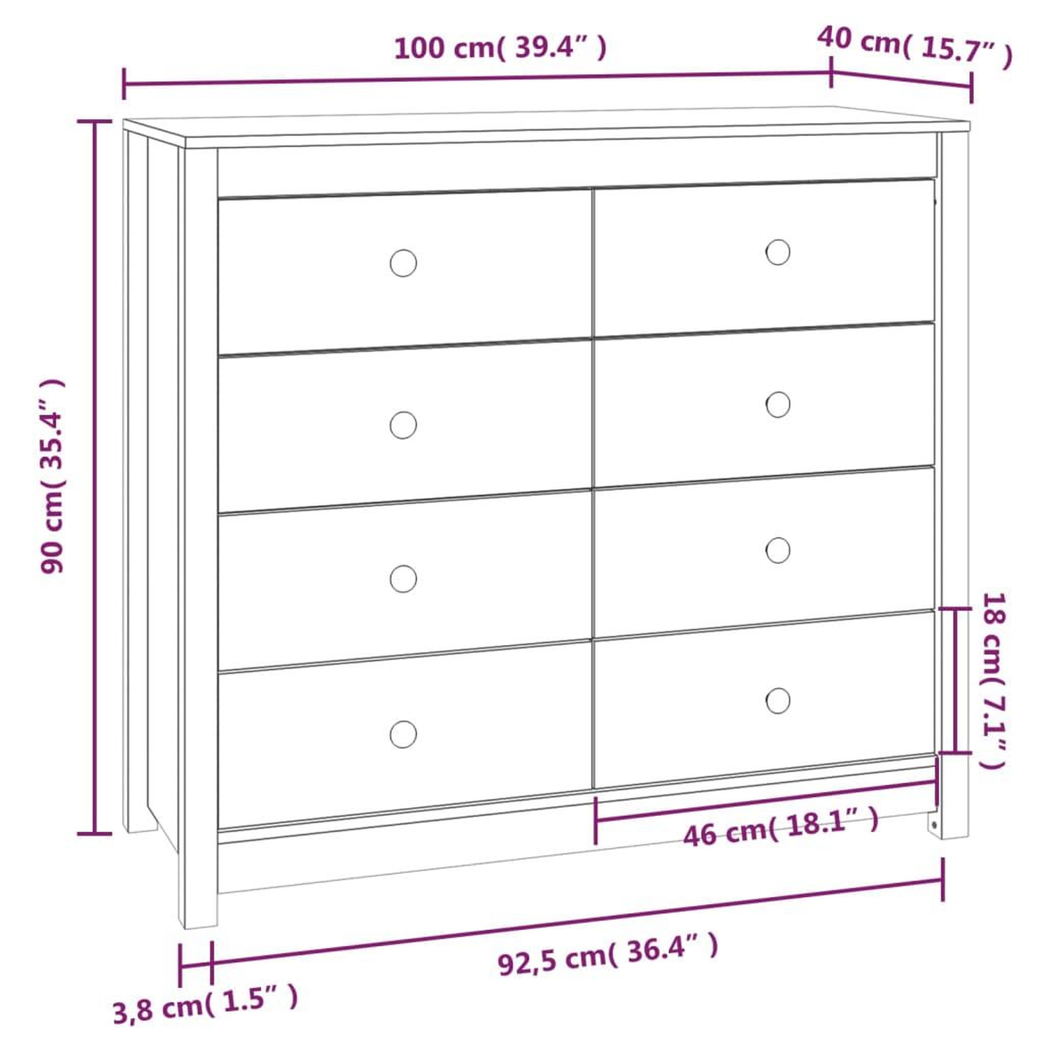 Voir la diapositive 6 : VIDAXL Armoire laterale Blanc 100x40x90 cm Bois de pin massif