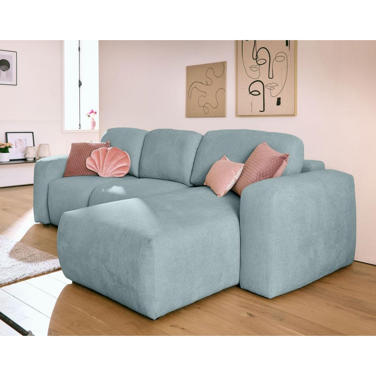 LISA DESIGN Sorrente - canapé d'angle réversible - convertible avec coffre - 4 places - en tissu texturé