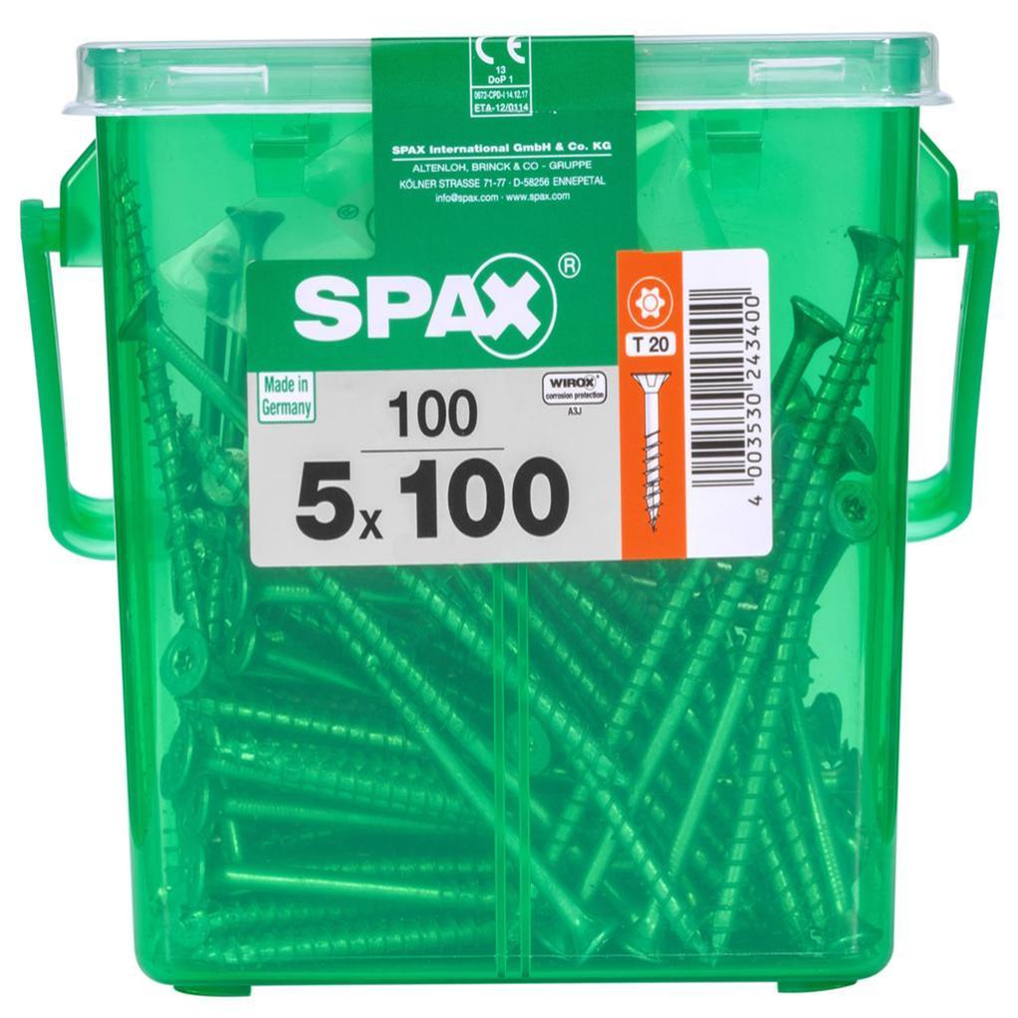 CENTRALE BRICO Lot de 150 vis acier tête fraisée SPAX, Diam.5 mm x L.100 mm