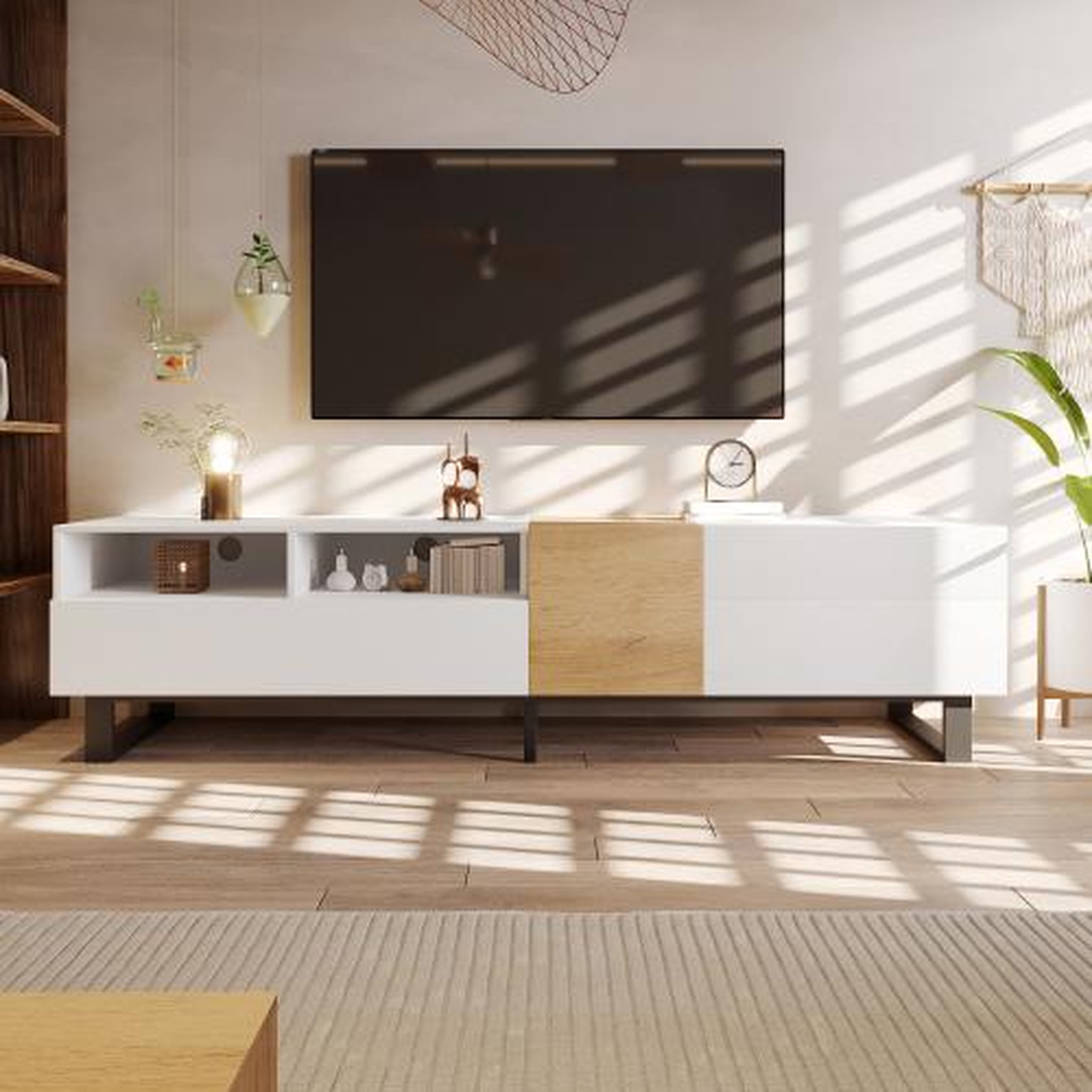 Voir la diapositive 2 : MERAX Meuble tv blanc 180 cm mdf