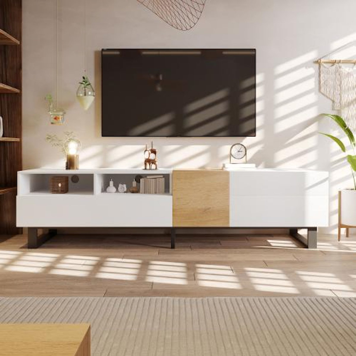 MERAX Meuble tv blanc 180 cm mdf