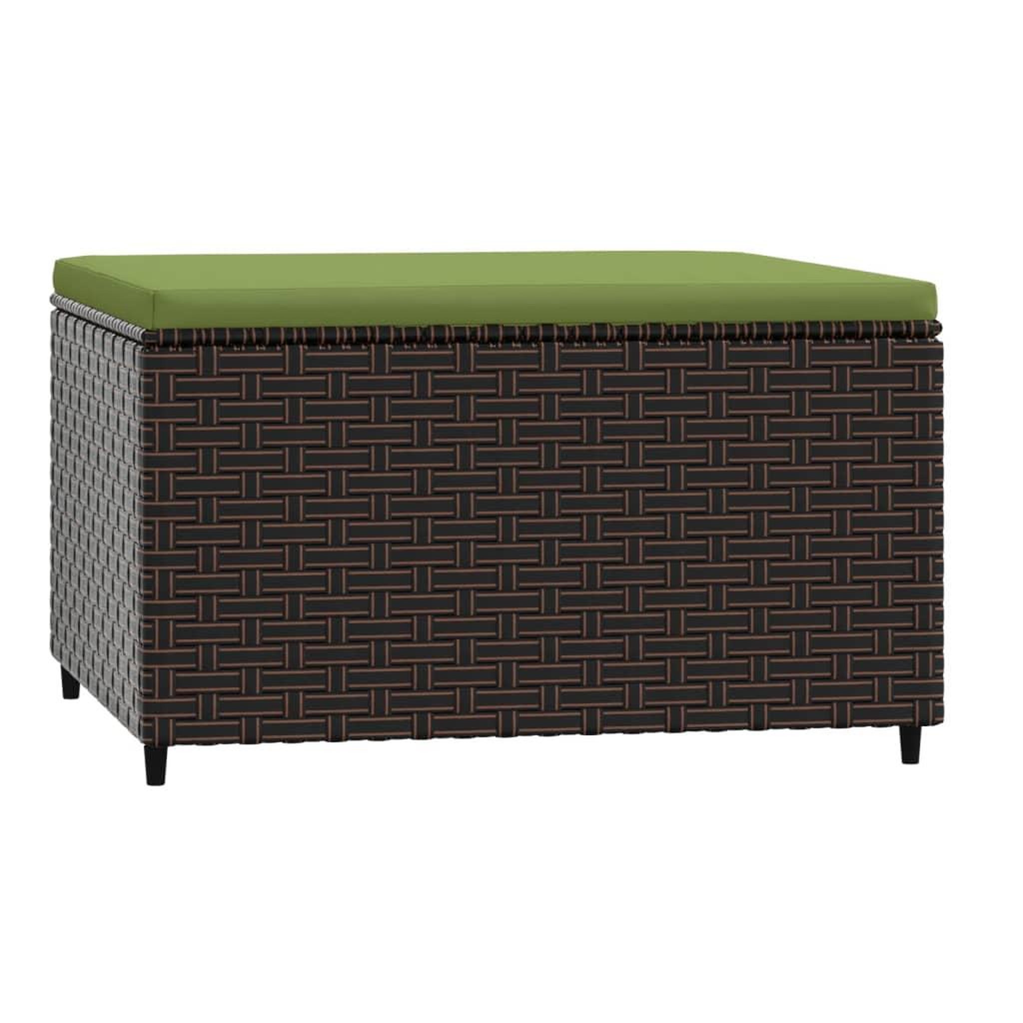 Voir la diapositive 2 : VIDAXL Repose-pied de jardin avec coussin marron resine tressee