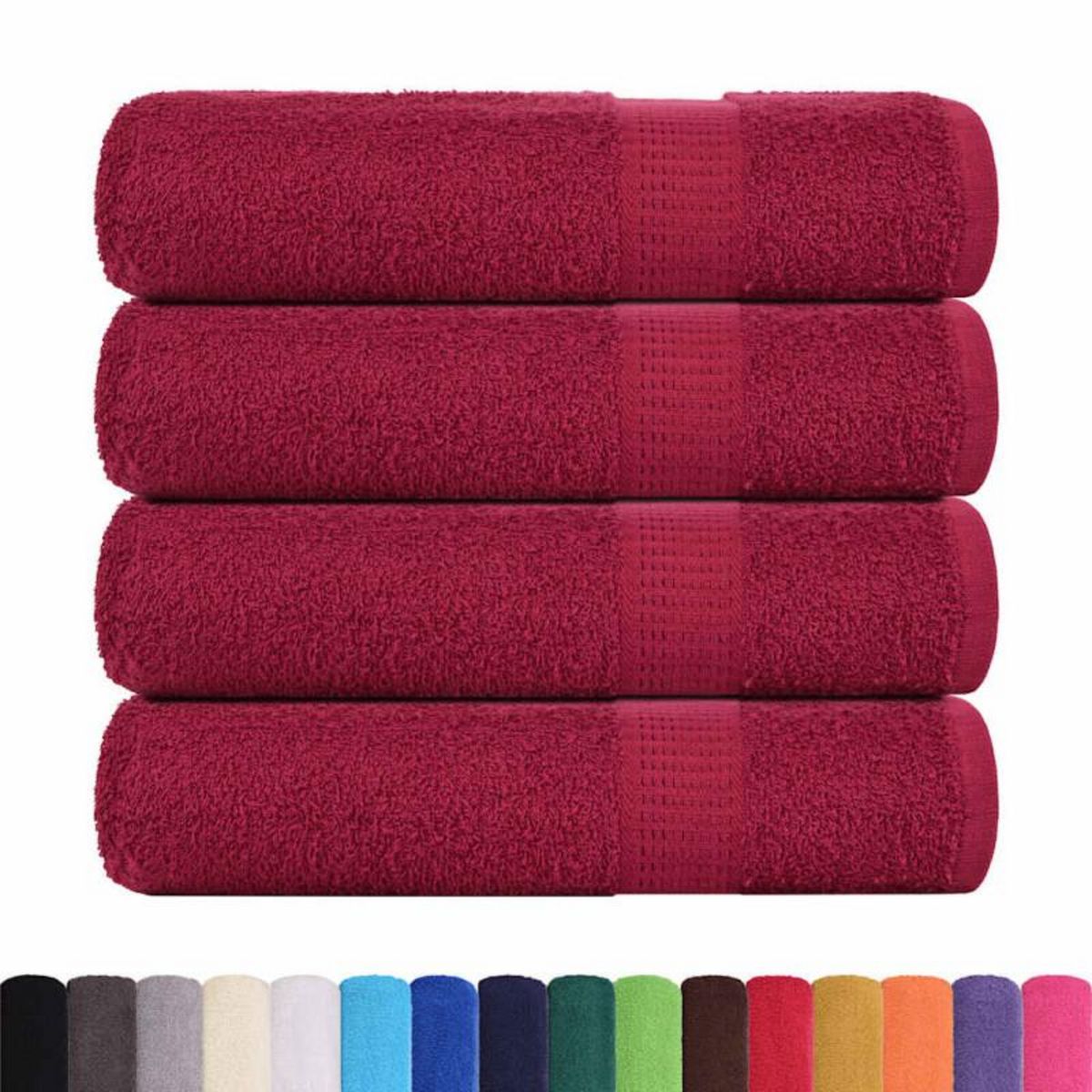 VIDAXL Serviettes de bain 4 pcs bordeaux 100x150cm 360 g m² 100% coton