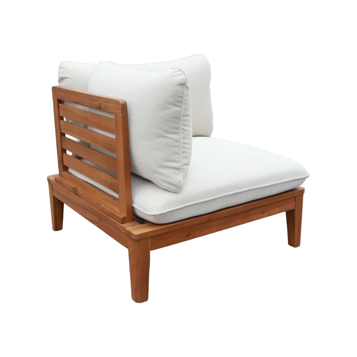 SWEEEK Salon de jardin modulable bois d'acacia et bouclette 5 places beige - Yona