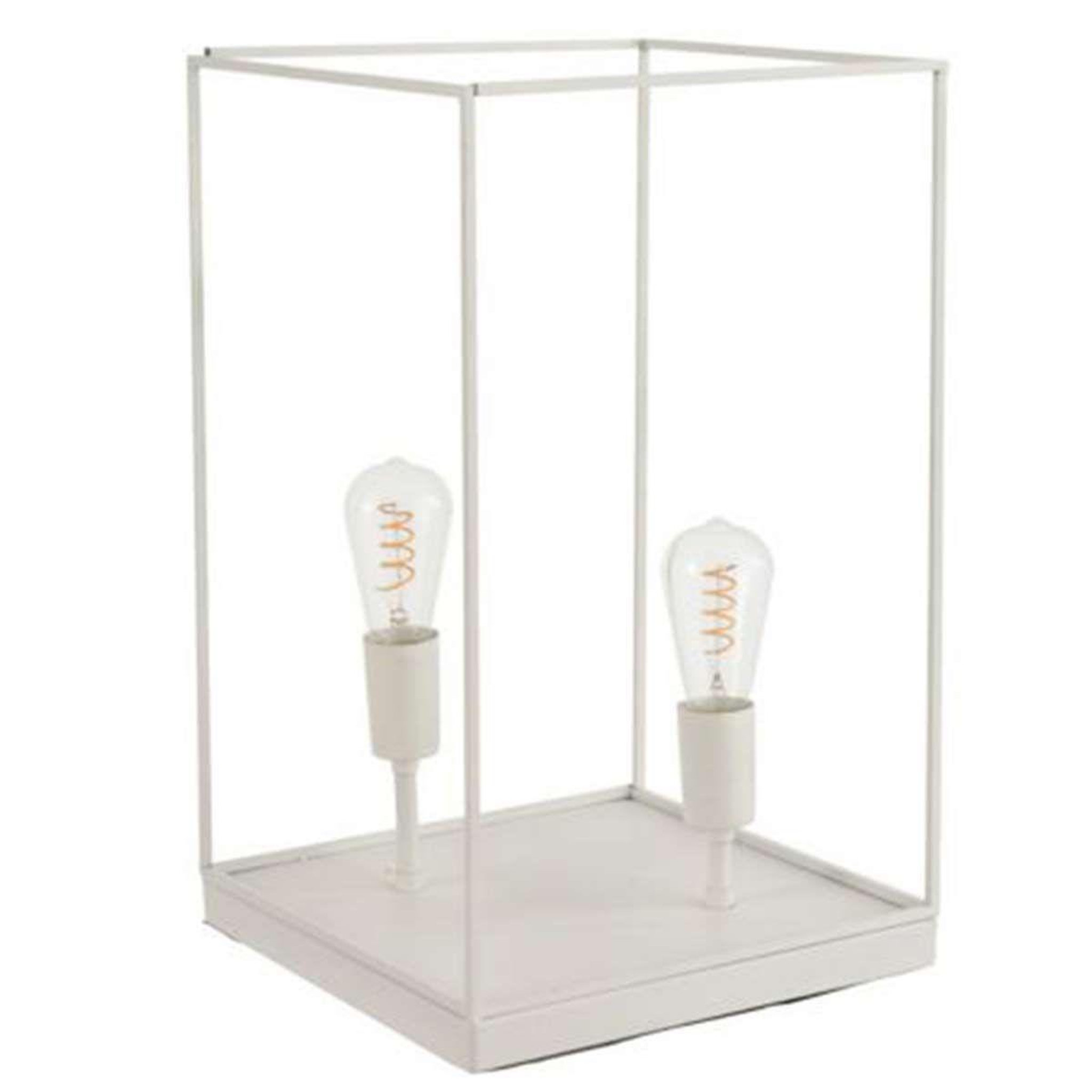 Voir la diapositive 1 : J-LINE Lampe à Poser  Deux Ampoules  51cm Blanc