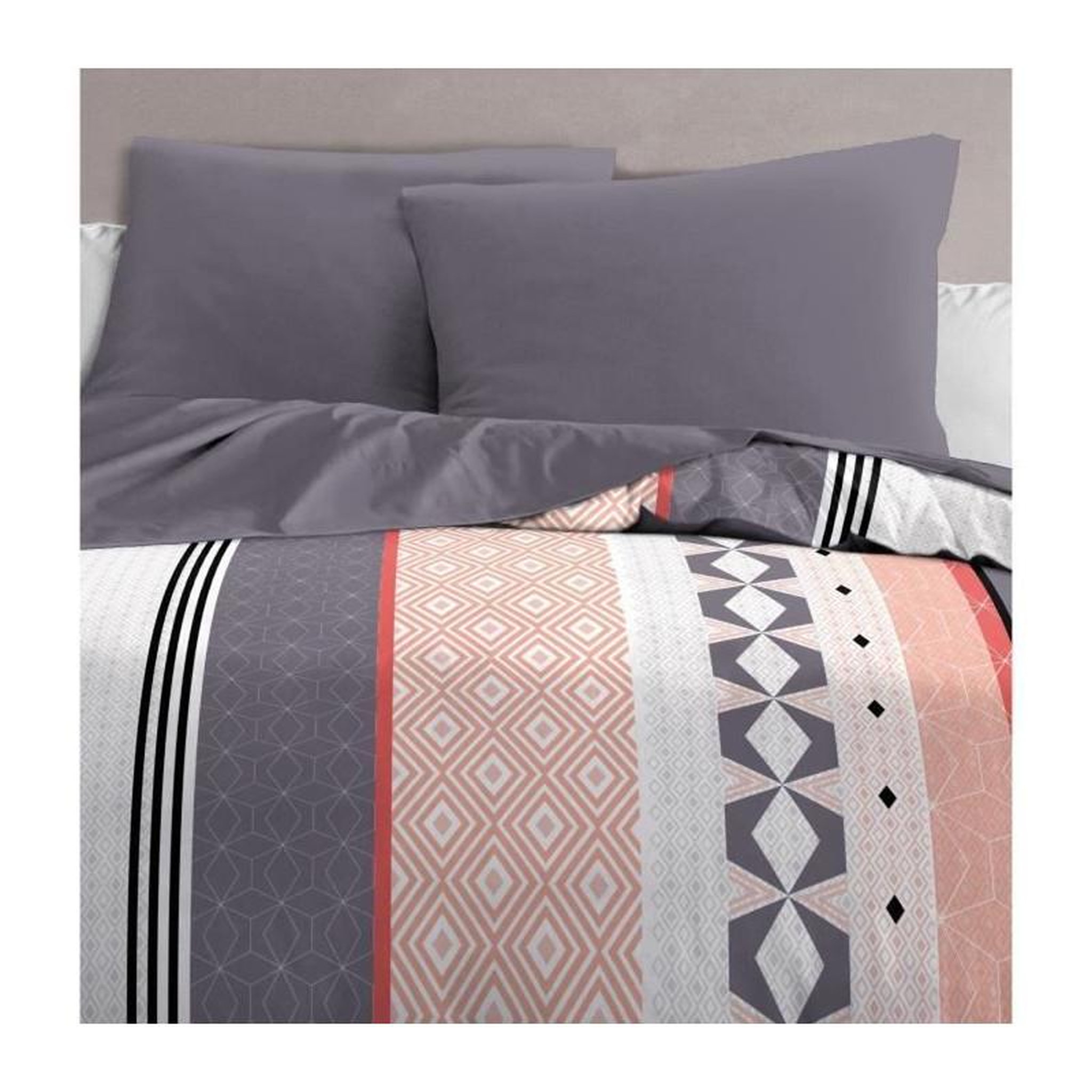 Voir la diapositive 3 : HOME LINGE PASSION Parure de couette microfibre HOME PASSION BLING - 1 housse de couette 240 x 260 cm + 2 taies d'oreiller 63 x 63 cm - Bleu