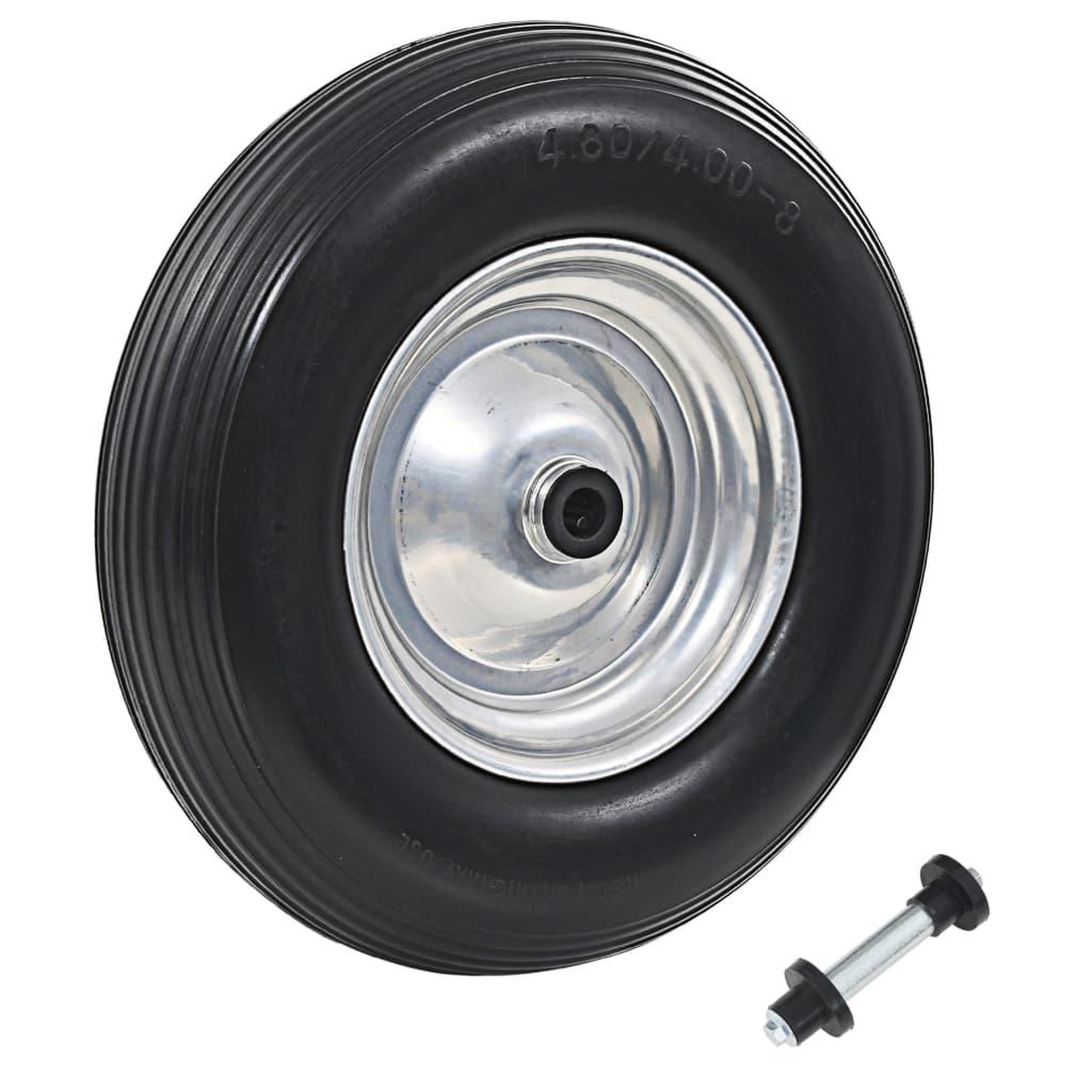 Voir la diapositive 1 : VIDAXL Roue de brouette avec axe PU solide 4.00-8 390 mm