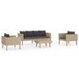 Voir la diapositive 2 : VIDAXL Salon de jardin 4 pcs avec coussins Resine tressee Beige