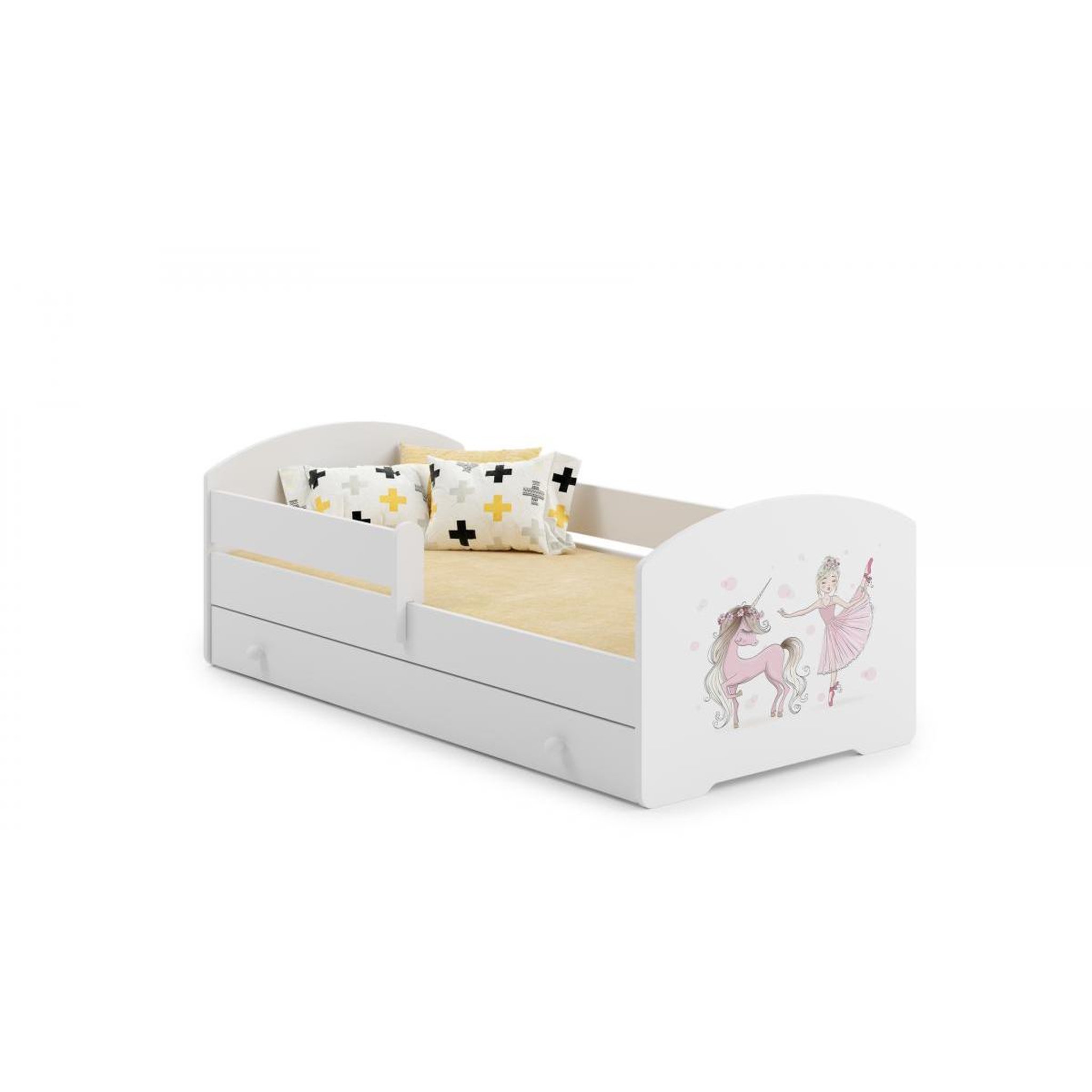 KOBI Lit enfant Sam+ tiroir de rangement - 160x80cm danseuse - avec matelas