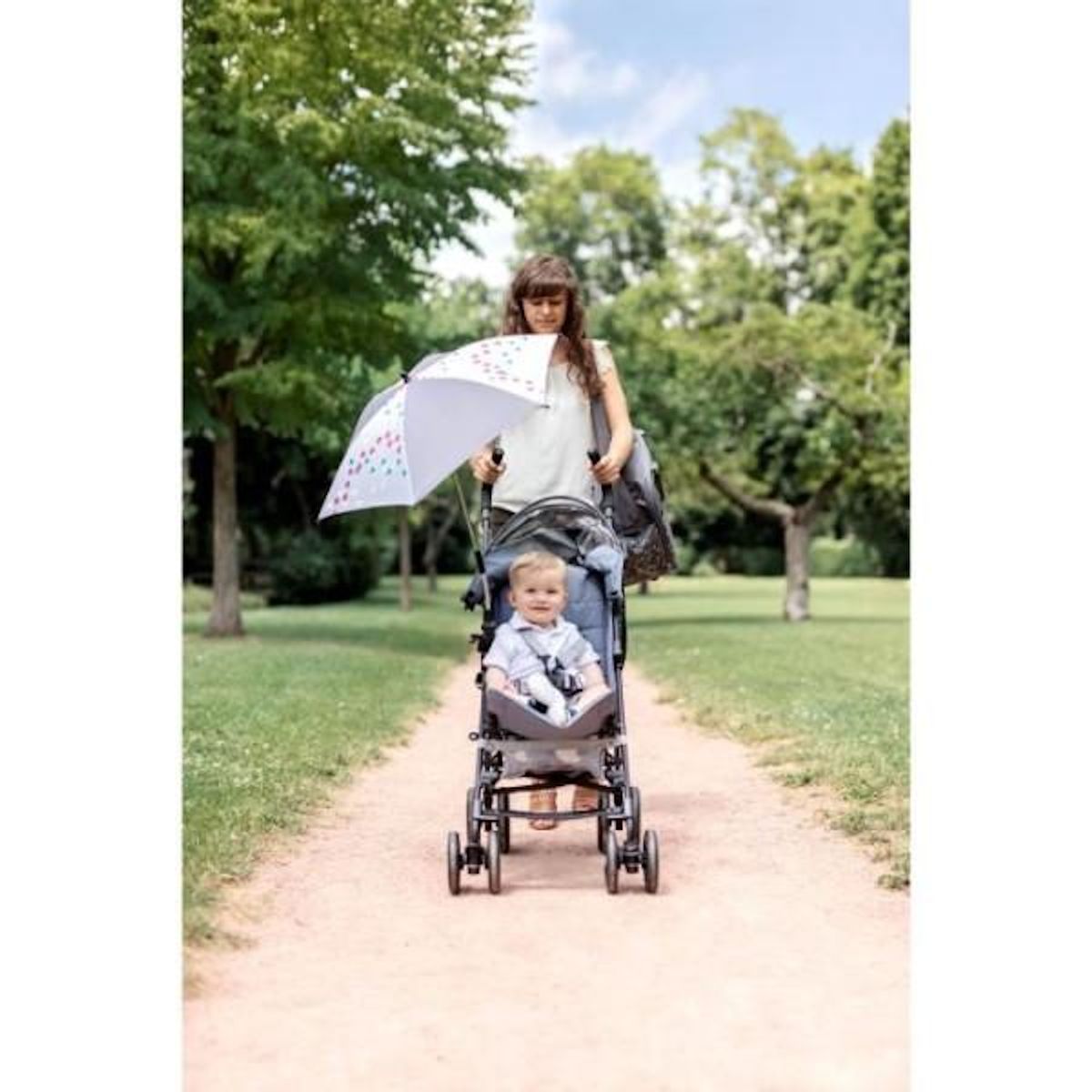 BADABULLE BADABULLE Ombrelle bébé universelle, anti-UV 50+, position adaptable, grise