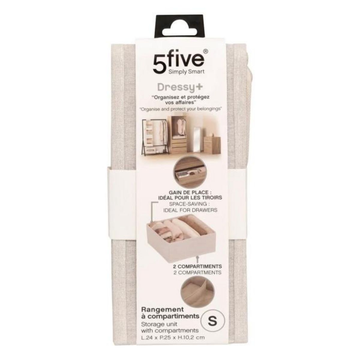FIVE Rangement Tiroir 2 Compartiments  Dressy  24cm Beige