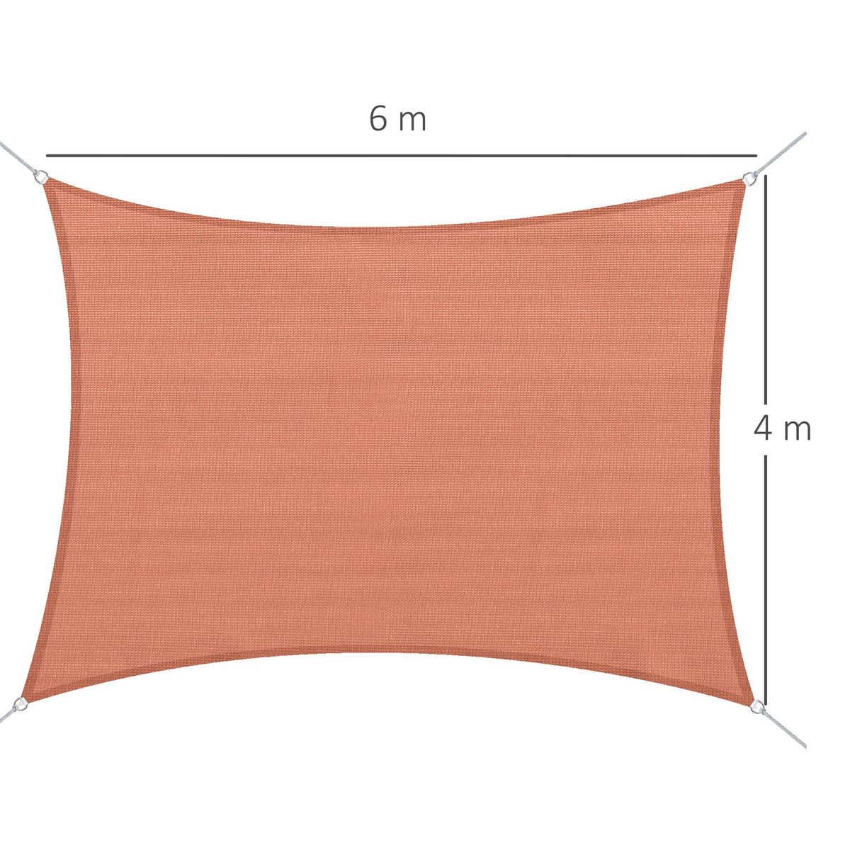 HOMCOM Voile d'ombrage rectangulaire 4 x 6 m toile solaire taud de soleil brique terracotta
