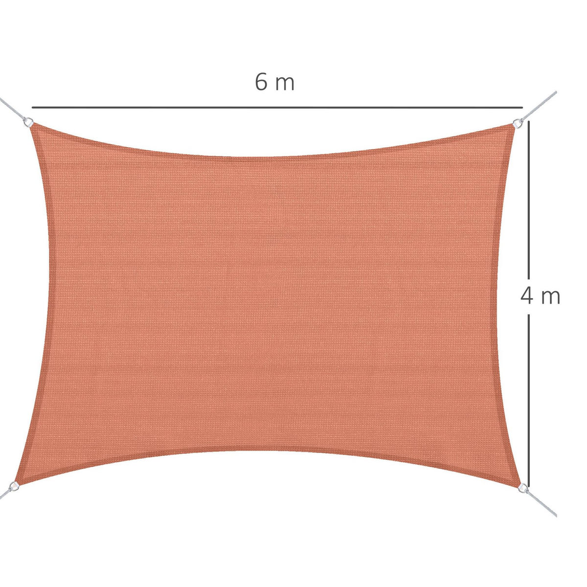 HOMCOM Voile d'ombrage rectangulaire 4 x 6 m toile solaire taud de soleil brique terracotta