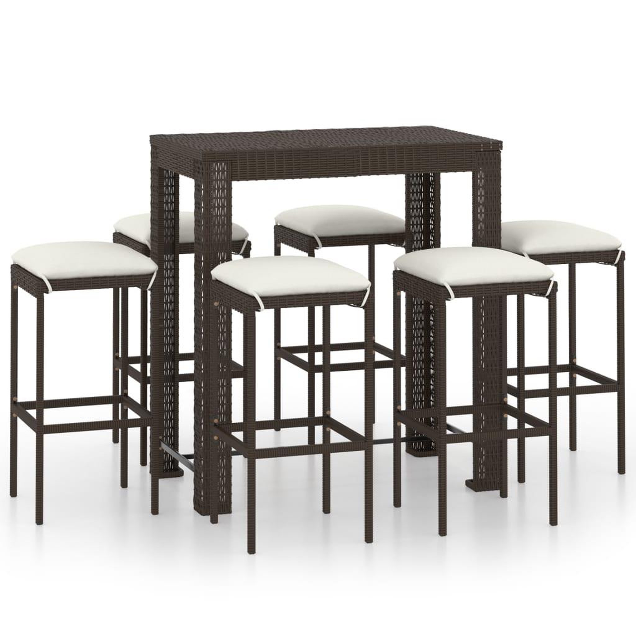 Voir la diapositive 2 : VIDAXL Ensemble de bar de jardin 7 pcs coussins Resine tressee Marron