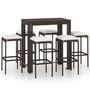 Voir la diapositive 2 : VIDAXL Ensemble de bar de jardin 7 pcs coussins Resine tressee Marron