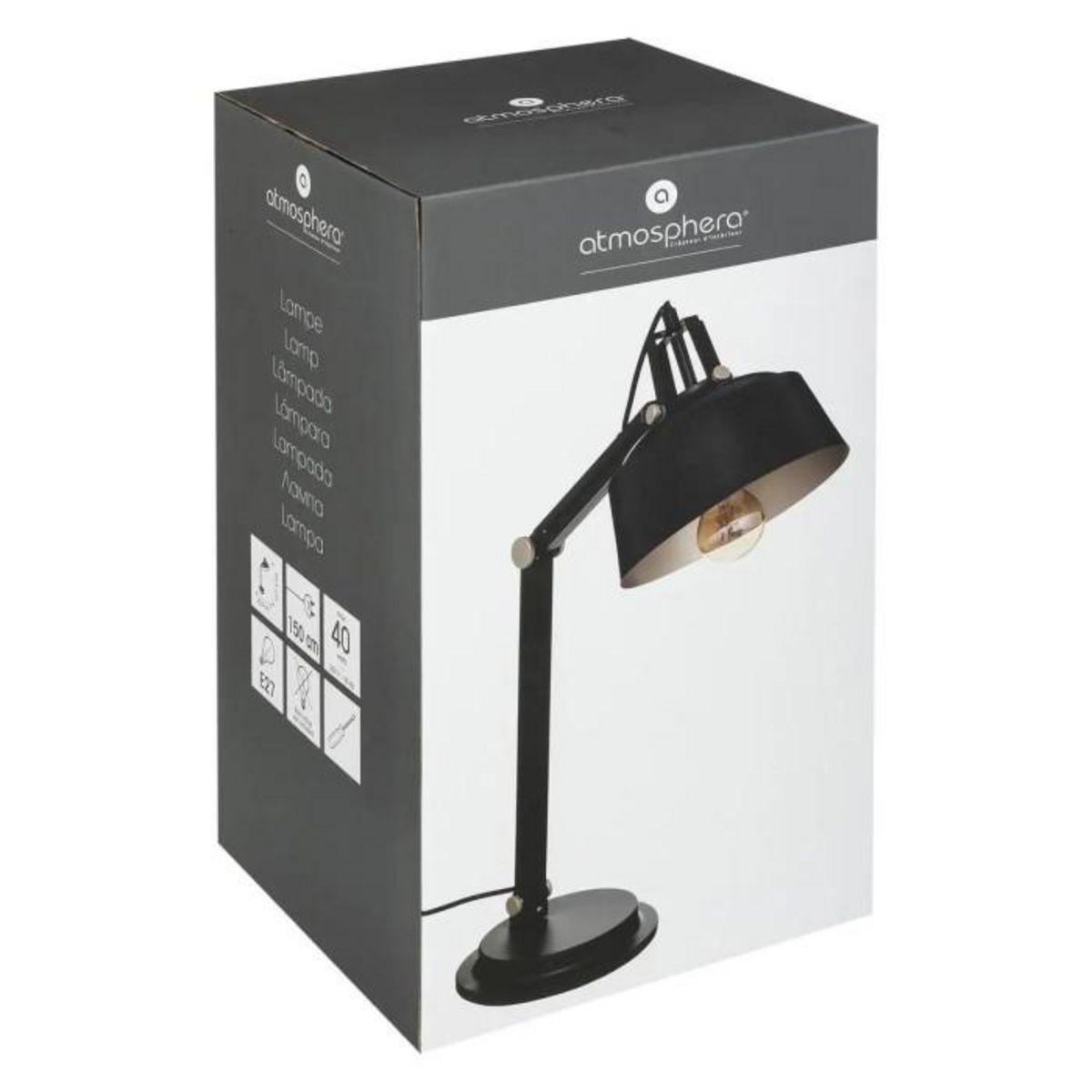 ATMOSPHERA Lampe à Poser Arc Design  Deep Soul  55cm Noir
