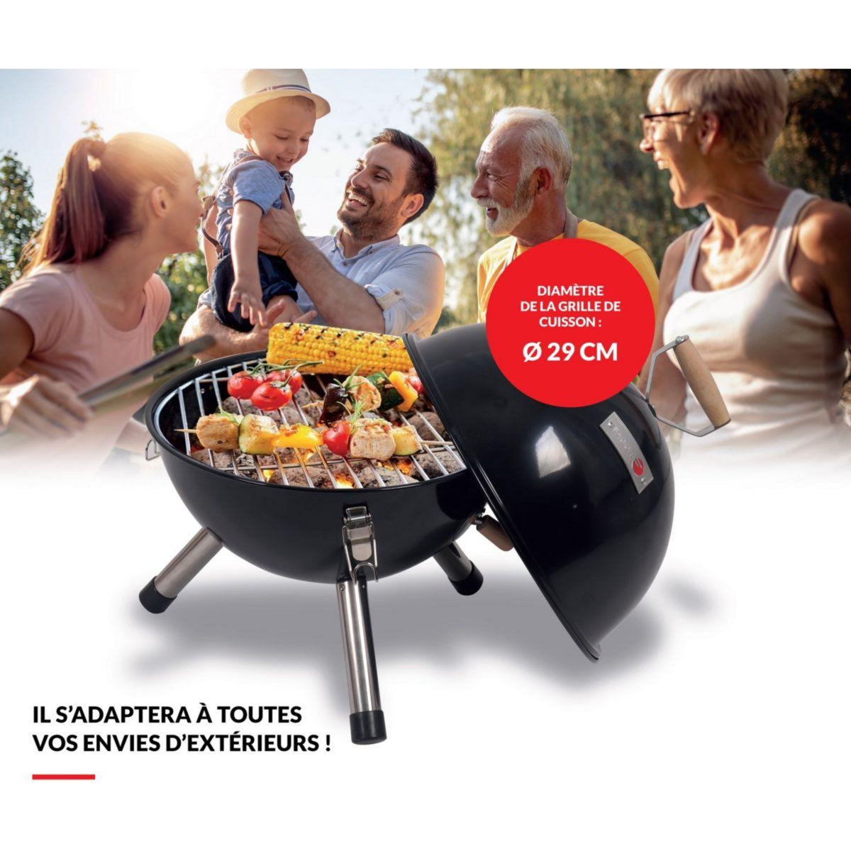 Fagor Barbecue charbon FG996 noir à poser 29cm