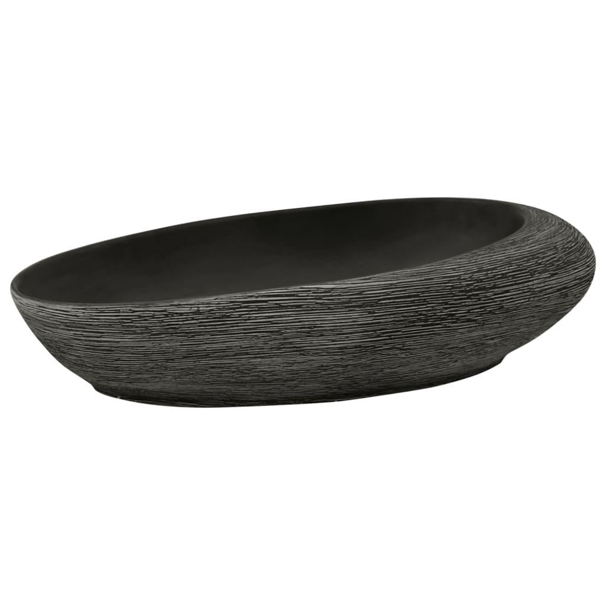 Voir la diapositive 2 : VIDAXL Vasque a poser gris et noir ovale 59x40x14 cm ceramique
