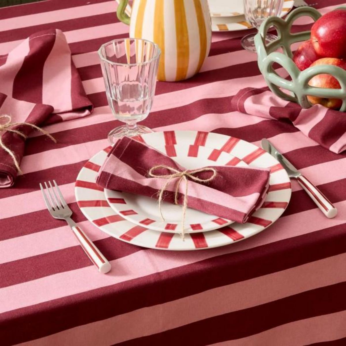 ATMOSPHERA Lot de 4 Serviettes de Table  Chéri  40x40cm Rouge