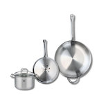 ELO Ensemble de 2 Poêles de cuisson 24 et 32 cm et 1 faitout 16 cm Elo Profi Citrin
