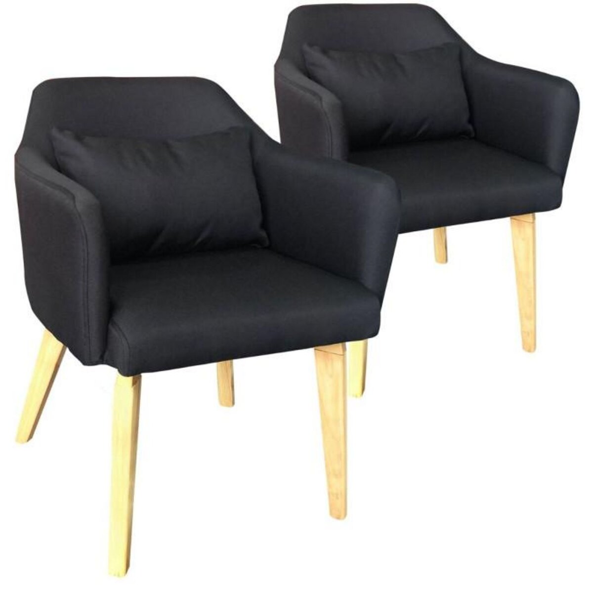 Paris Prix Lot de 2 Fauteuils Scandinave en Tissu  Delante  67cm Noir