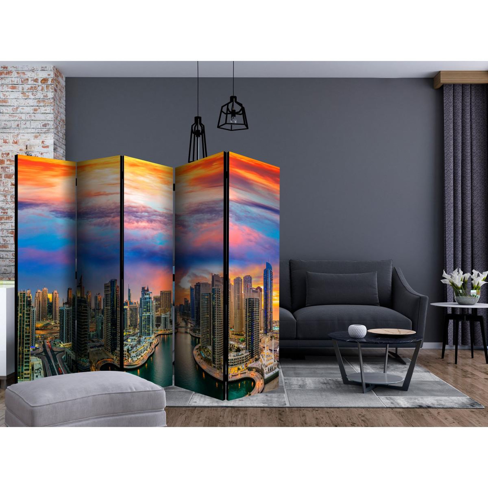 Voir la diapositive 2 : Paris Prix Paravent 5 volets  afternoon in dubai  172x225cm