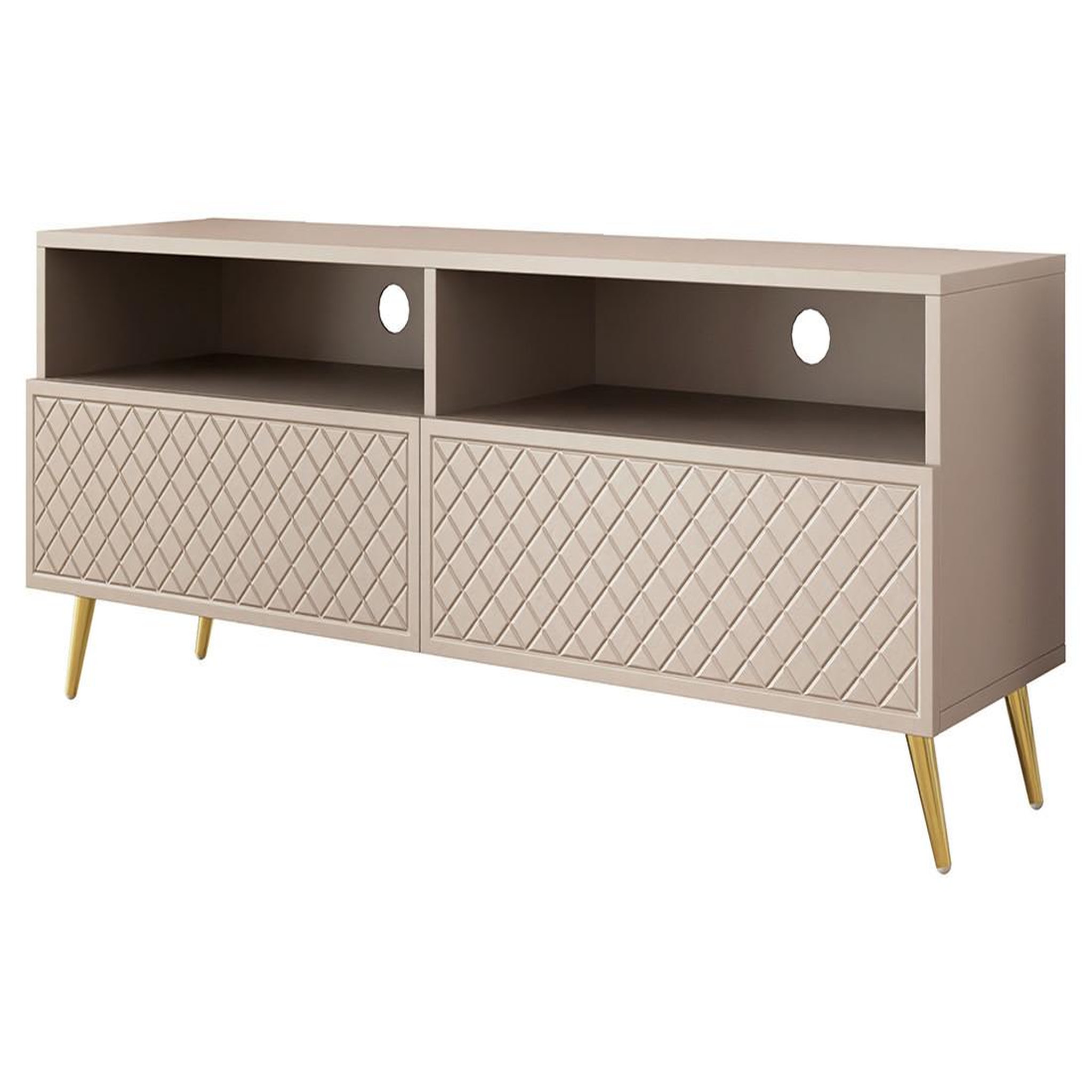 Voir la diapositive 1 : BEST MOBILIER Sorolla - meuble tv - 2 tiroirs et 2 niches - 150 cm