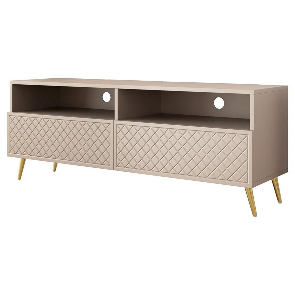 BEST MOBILIER Sorolla - meuble tv - 2 tiroirs et 2 niches - 150 cm