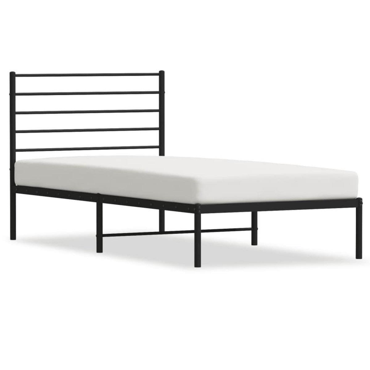 VIDAXL Cadre de lit metal sans matelas avec tete de lit noir 90x190 cm