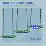Voir la diapositive 5 : OUTSUNNY Balançoire nid d'oiseau ronde balançoire panier Ø 100 x 120-180H cm accessoires inclus bleu vert