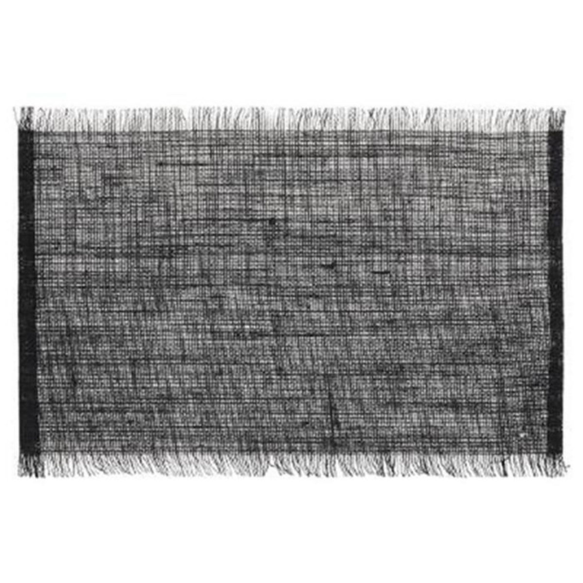 SECRET DE GOURMET Set de Table en Jute  Frange  30x45cm Noir